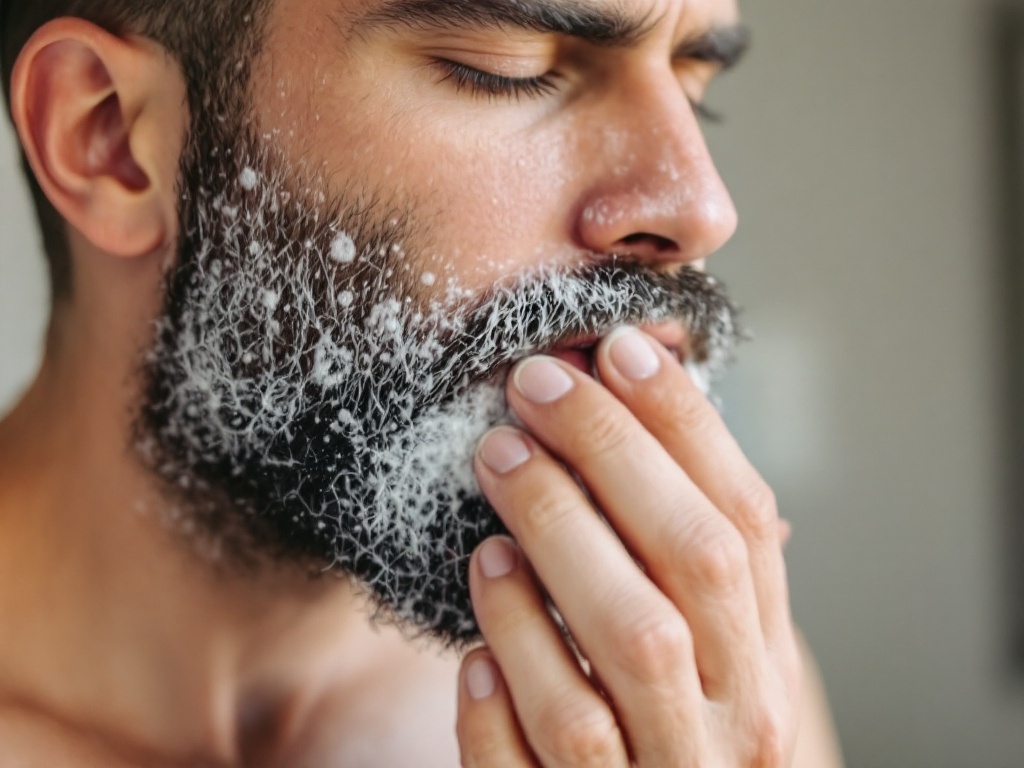 Soothing an itching beard.